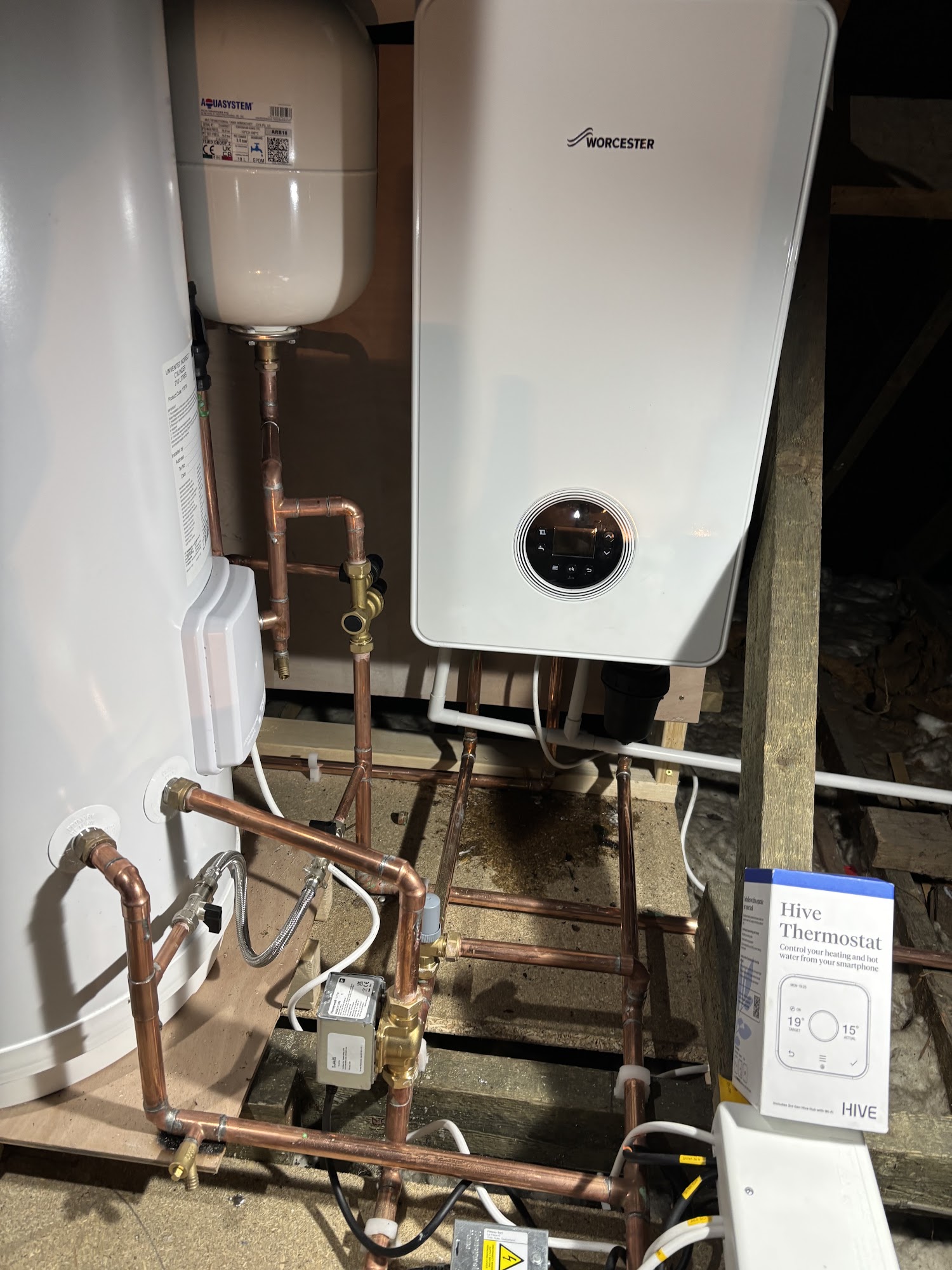 New boiler with neatly arranged copper pipework